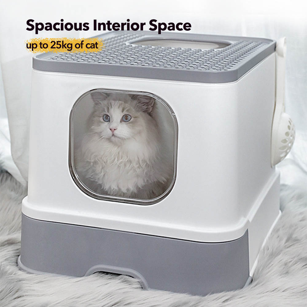 Cat Litter Box Fully Enclosed Kitty Toilet Sifting Tray Odor Control