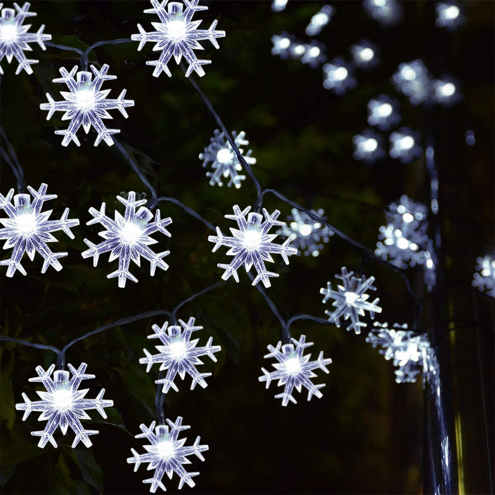 100 LEDS Snow Flake Cool White String Light Xmas Decor