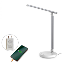 LED Table Desk Lamp USB Reading Light W/ Adapter - White