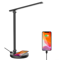 LED Table Lamp Desk light with Wireless Charger USB Port Reading- Black