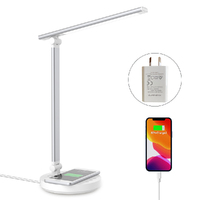 LED Table Desk Lamp Wireless Charger USB Light - White