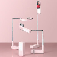 Phone Holder Stand with Light Extendable Selfie Stick-Pink