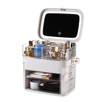 LED Mirror Cosmetic Makeup Storage Organizer Box