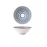 2pcs x Japanese Noodle Soup Bowl Deep Premium Ceramic - Stripe Design
