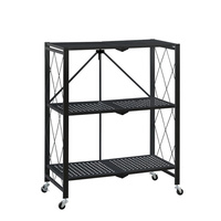 3 Tier Foldable Shelf Display Rack - Black