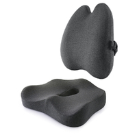 Lumbar Back Support Seat Cushion Memory Foam Set of 2 - Dark Grey