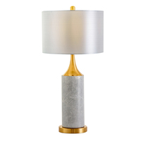 Grey Drum Fabric Marble Table Lamp