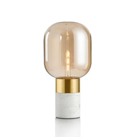 Amber Glass With White Marble Table Lamp